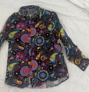 Luc Matton Shirt Mens S Psychedelic Paisley Mandala Button Up Rave Funky